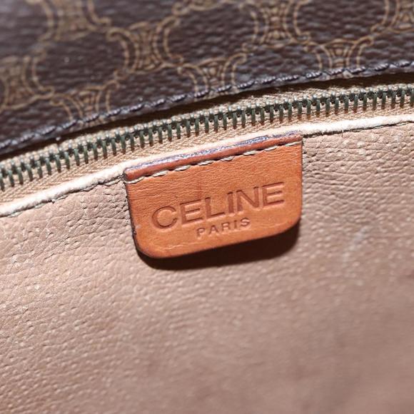 CELINE Macadam Canvas Shoulder Bag PVC Leather Brown Auth...